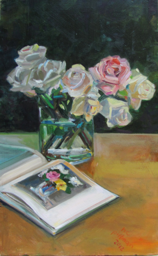 Galen's Rose and Manet<br />oil on wood