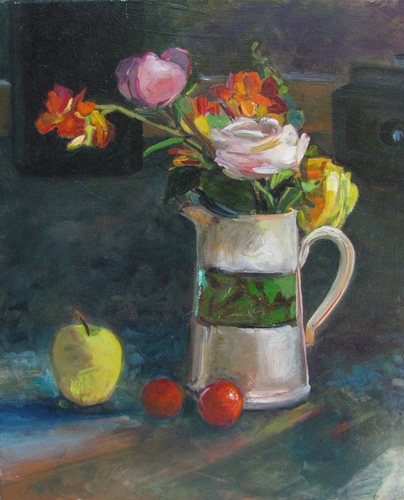Roses and My Father's Camera<br />oil on canvas