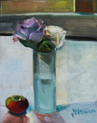 Pink and White Roses<br />oil on Masonite